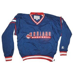 Vintage 90s Cleveland Indians Baseball Starter Pullover Windbreaker Jacket Large